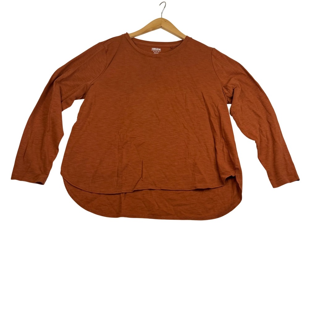 Kirkland Signature Ladies Burnt Orange Cotton Slub Long Sleeve Tee XL 7771740
